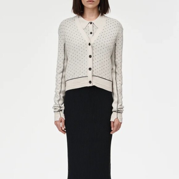 NEW MARIA MCMANUS REVERSIBLE CARDIGAN in Crema and Black Dot XS - Picture 10 of 16